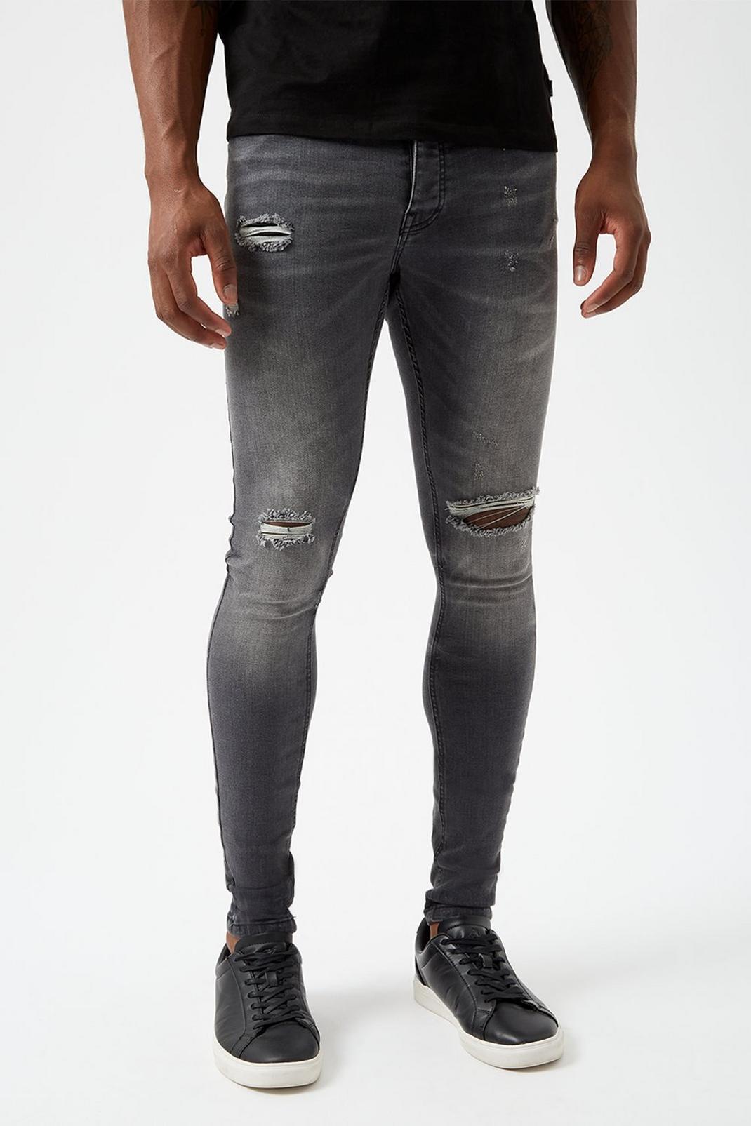 802 Skinny Mid Grey Rip Jeans image number 2