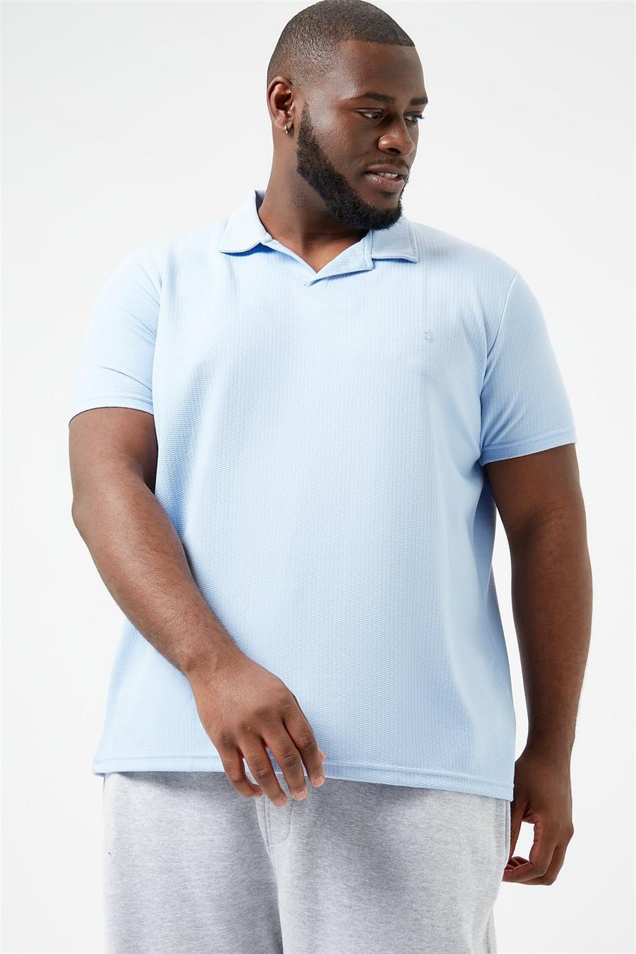Plus And Tall Blue Seed Texture Revere Polo