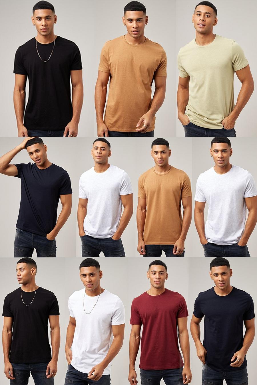 10 Pack Assorted Colour Short Sleeve Crew Tee
