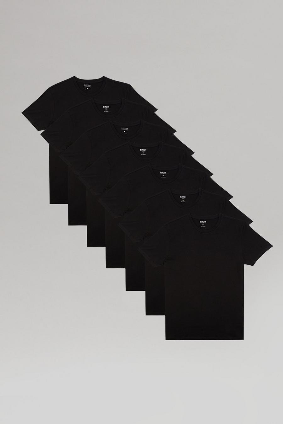 7 Pack Black Slim Fit T-Shirt