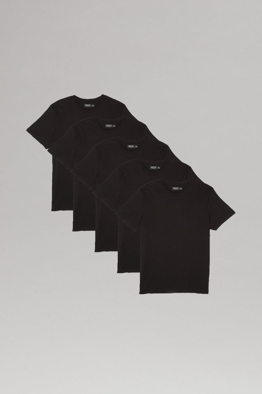5 Pack Slim Fit Black T-Shirt