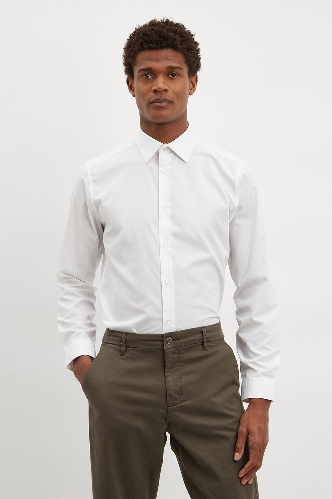 Tailored Fit White Easy Iron Shirt image number 1