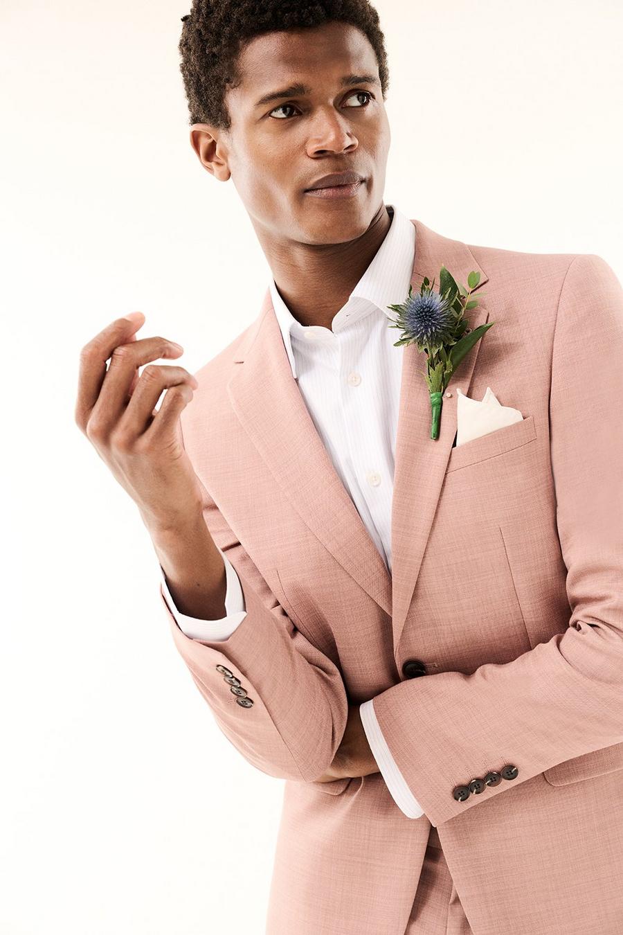 Pink Sharkskin Skinny Fit Two-Piece Suit