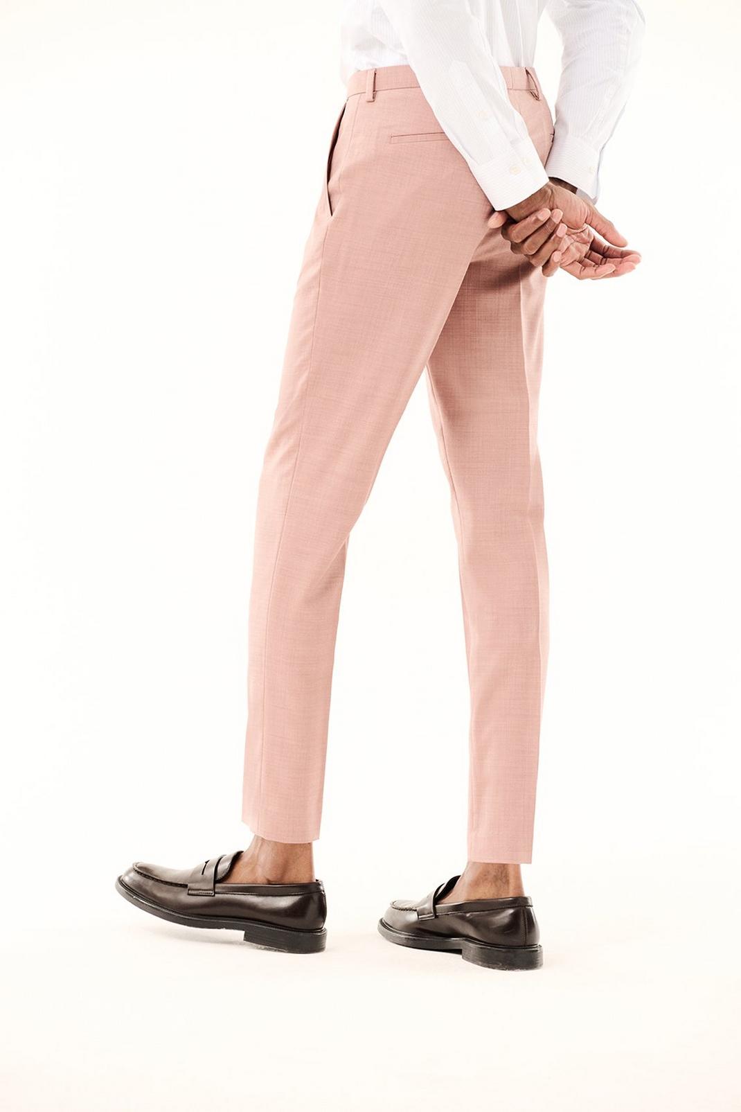 155 Pink Sharkskin Skinny Fit Suit Trouser image number 2