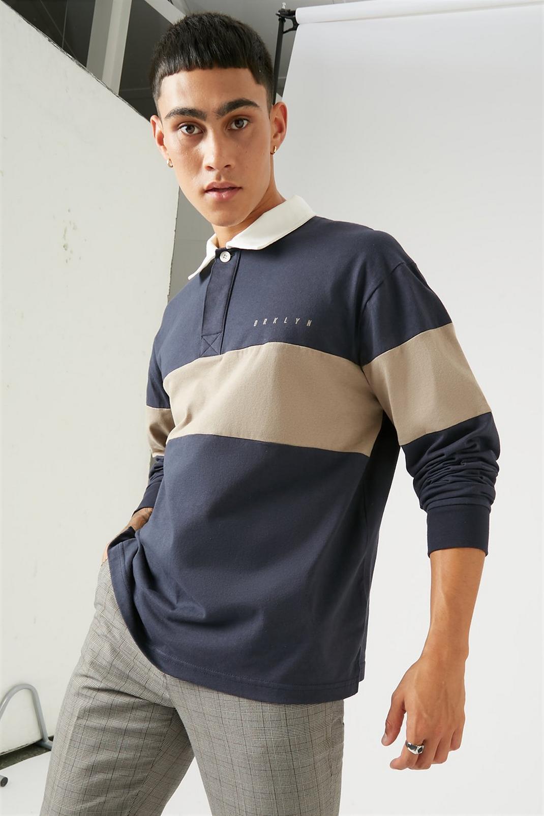 148 Oversized Cut And Sew Rugby Shirt image number 1