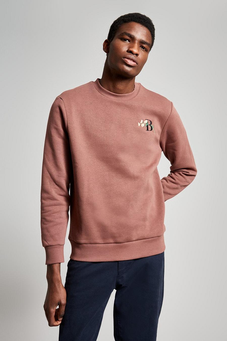 Dark Pink B Embroidered Sweatshirt