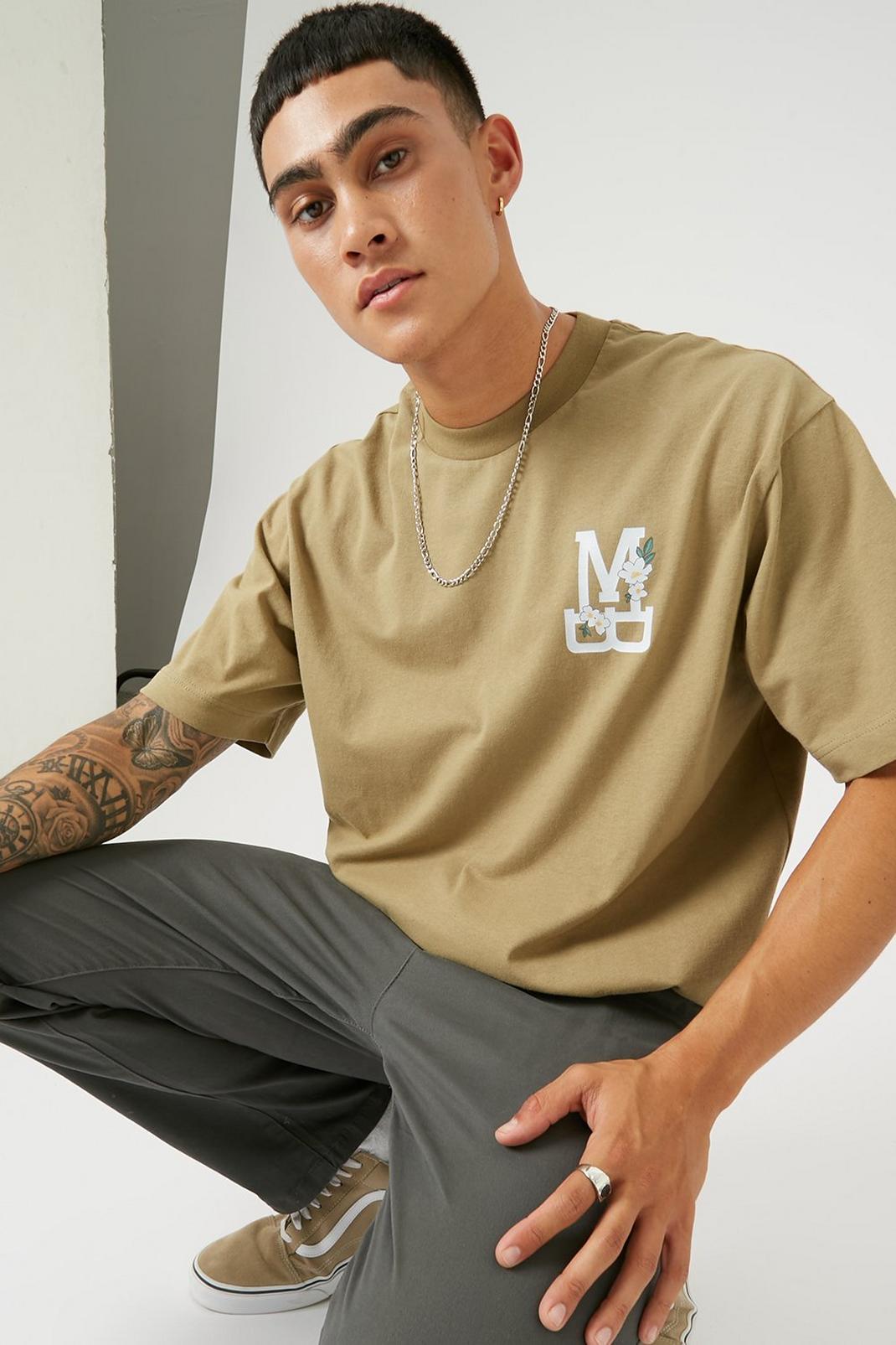 109 Brown Mb Print Oversized T-shirt image number 1