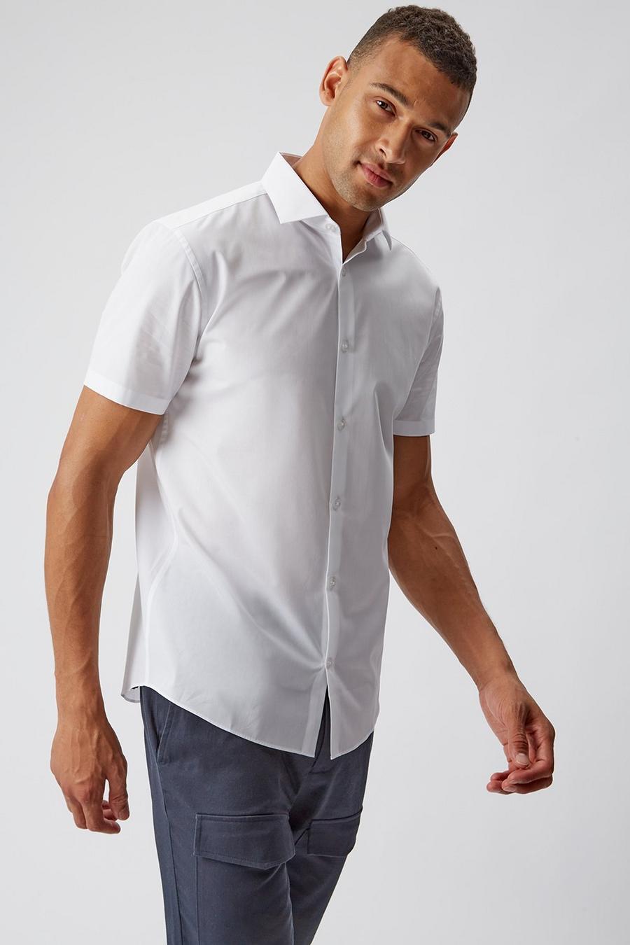 Short Sleeve White Tailored Fit Shirt