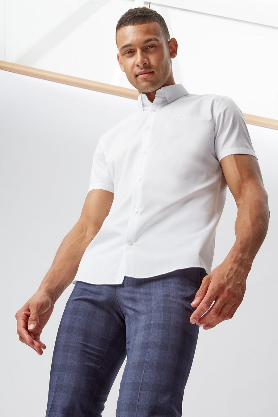 Short Sleeve Slim White Shirt