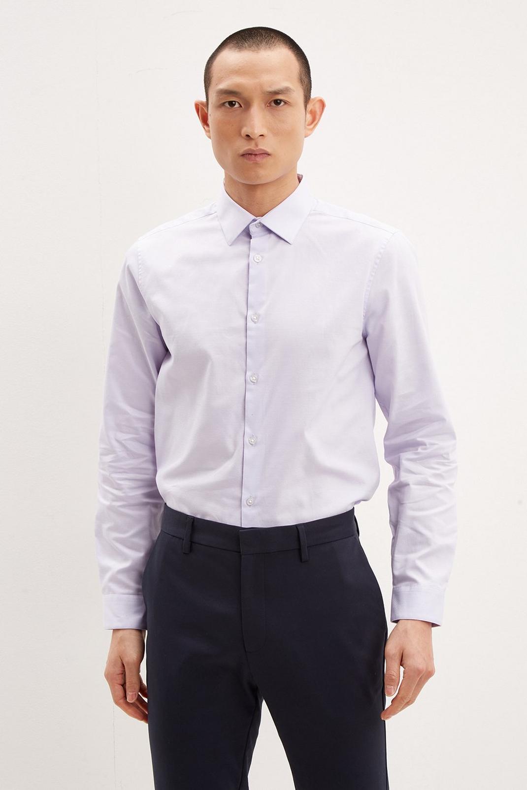 137 Lilac Slim Fit Textured Shirt image number 1