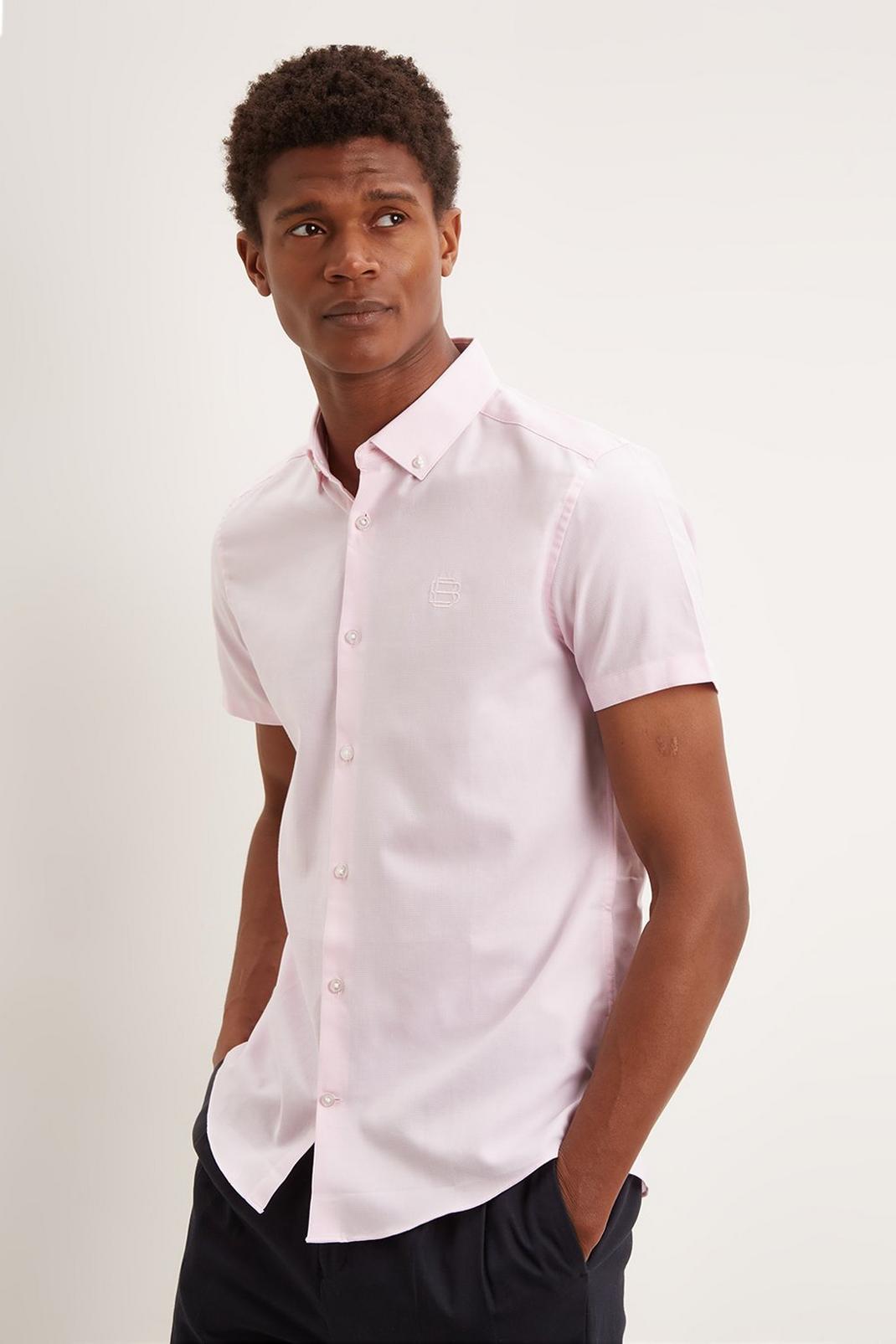 Pink Short Sleeve Slim Fit Shirt image number 1