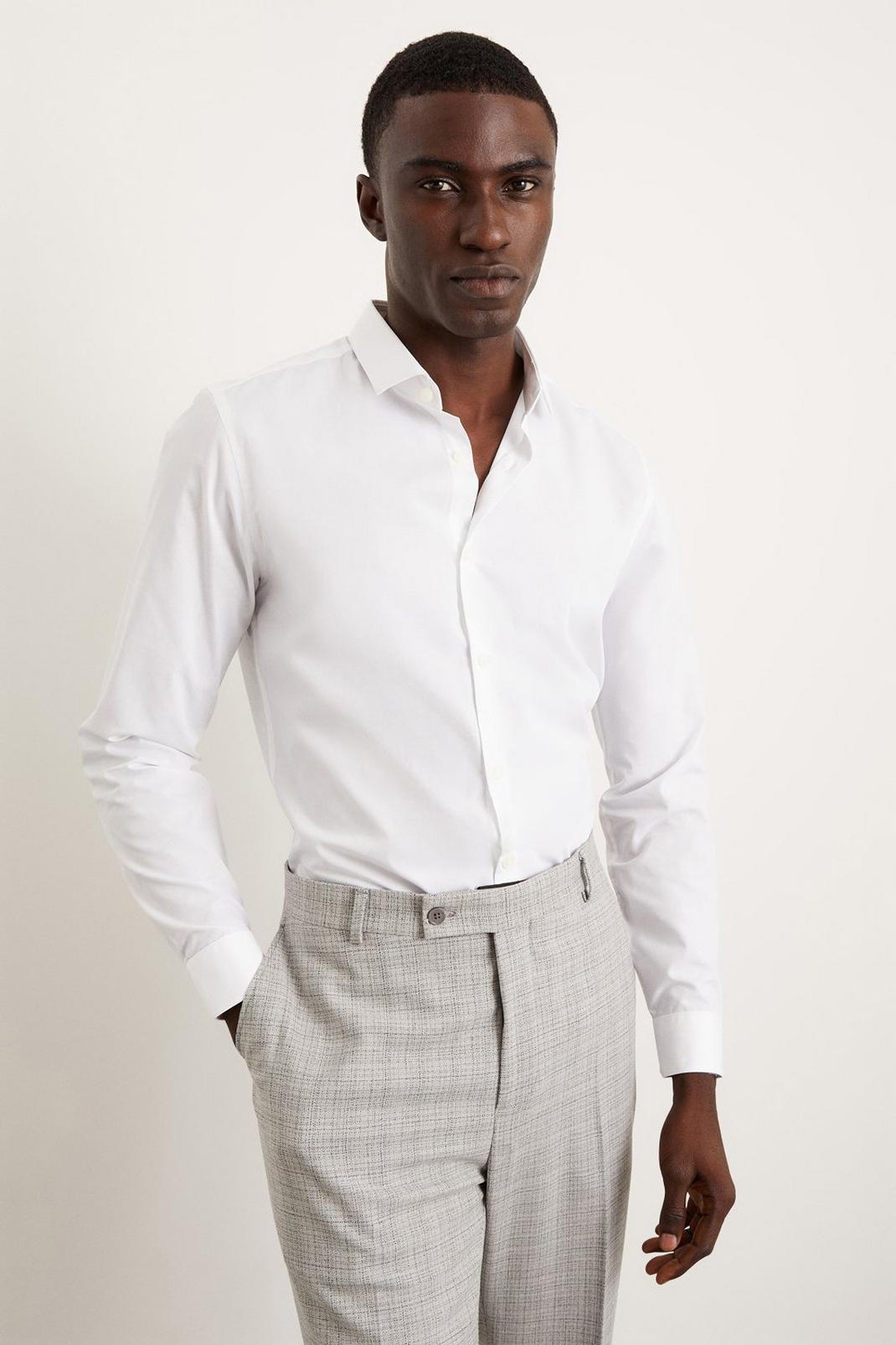 White Skinny Fit Shirt image number 1
