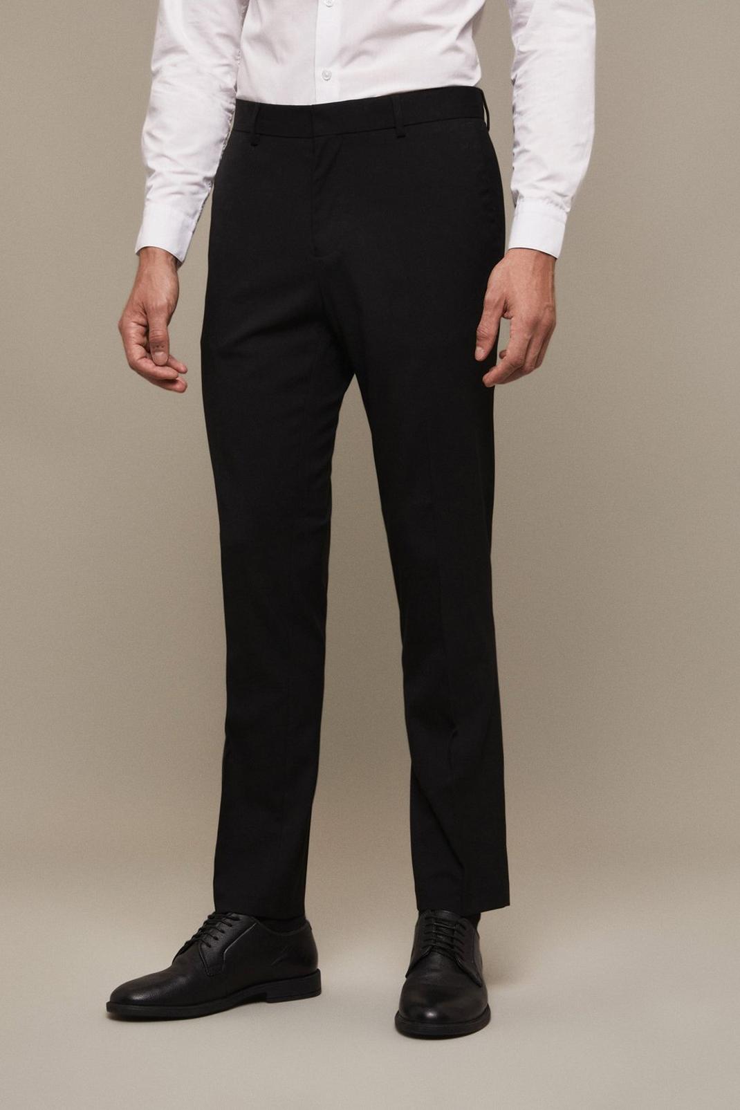 Skinny Fit Black Smart Trousers image number 1