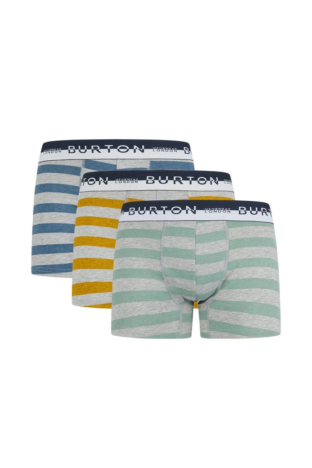 131 3 Pack Marl Stripe Khaki and Mustard Trunks image number 1