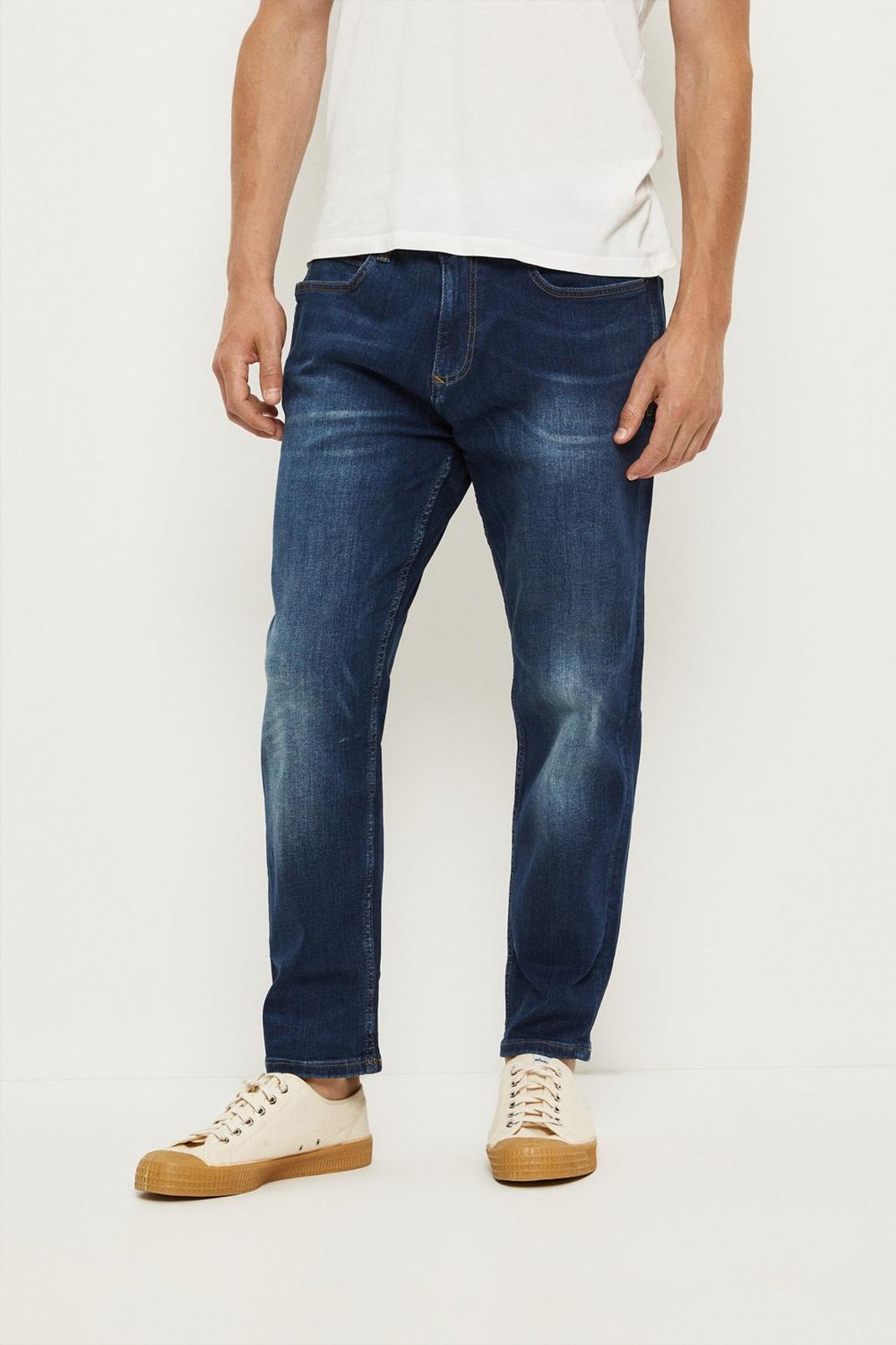 Tapered Mid Blue Jeans image number 1