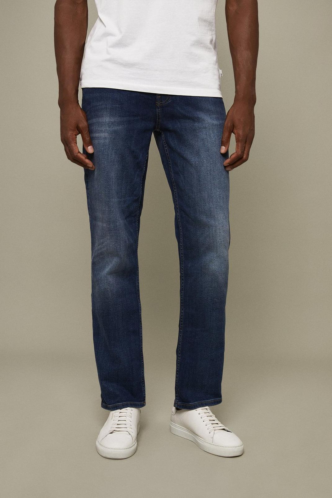 Straight Leg Mid Blue Jeans image number 1