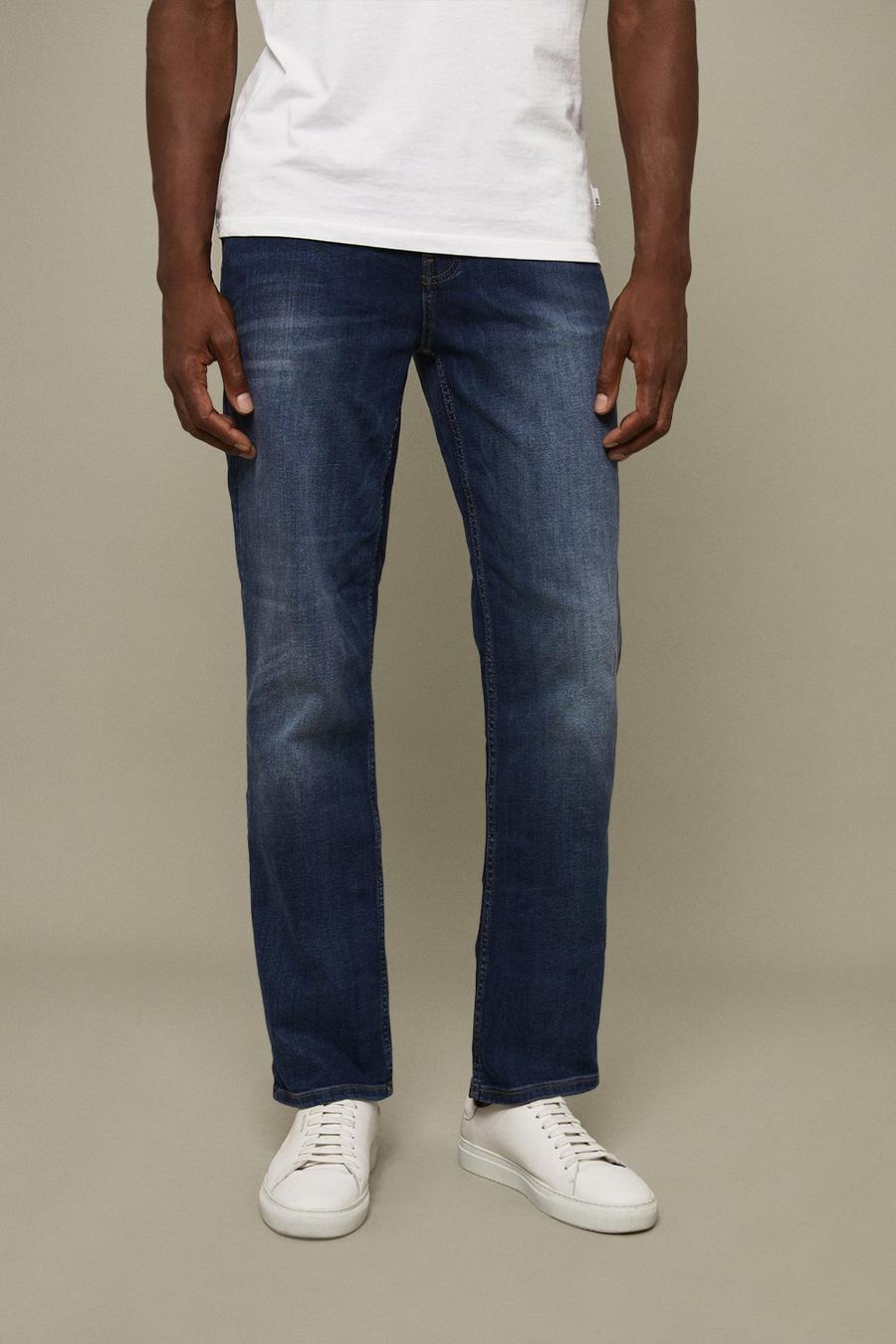 Straight Fit Mid Blue Jeans