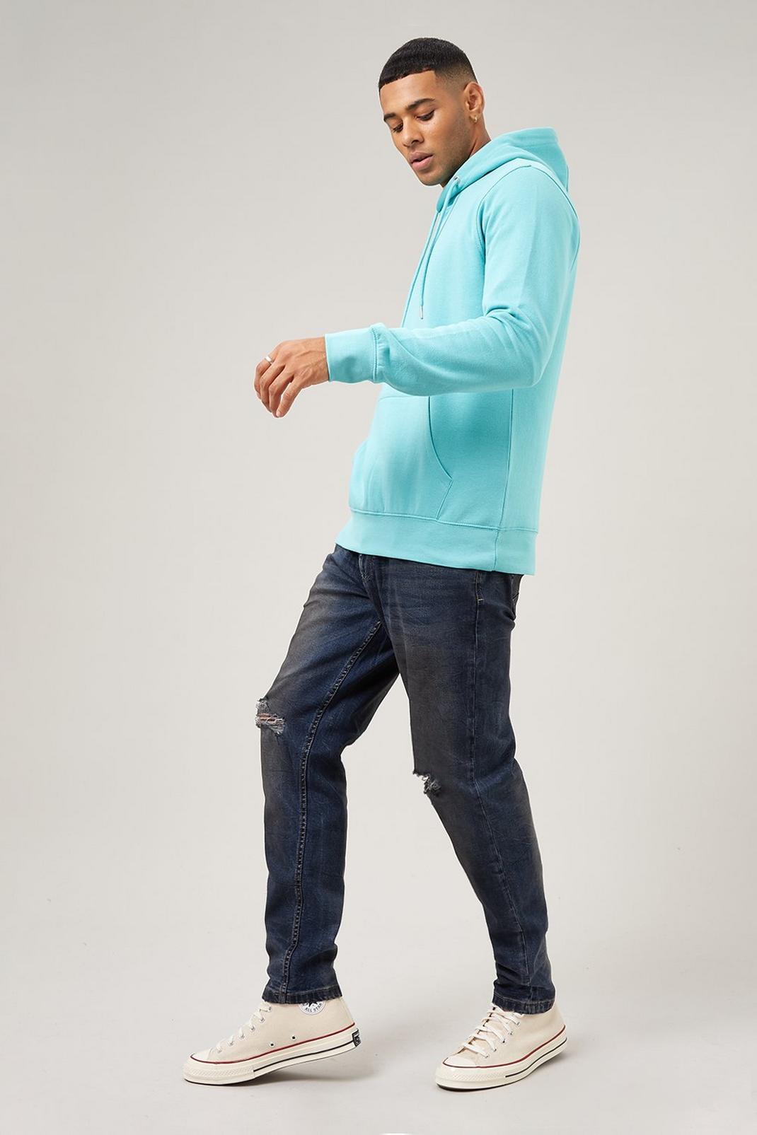 340 Tapered Mid Blue Knee Rip Jeans image number 2