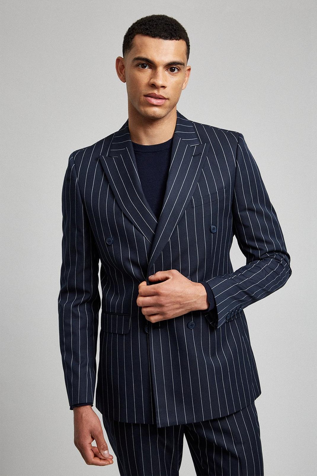 Navy Pinstripe Two-Piece Suit image number 1