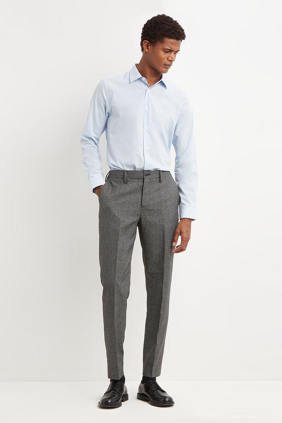 Grey Twist Elasticated Slim Suit Trouser