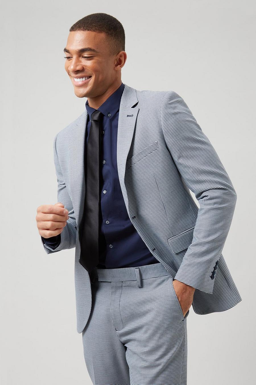 Navy/White Houndstooth Skinny Fit Two-Piece Suit