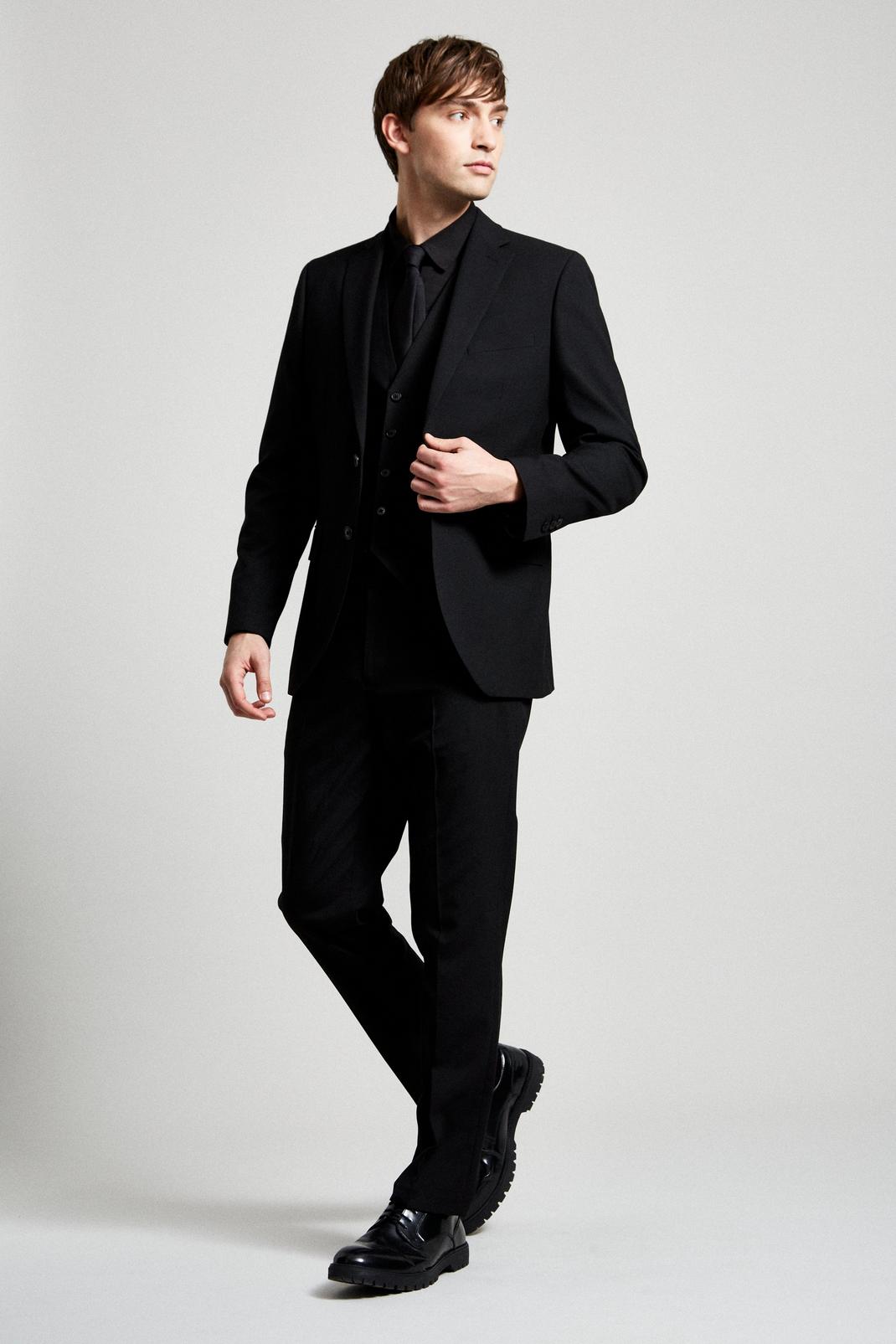 Tailored Black Essential Three-Piece Suit image number 2