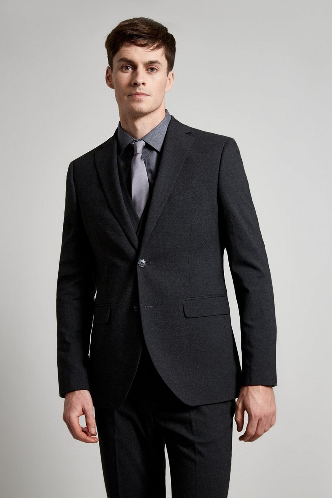 115 Slim Charcoal Essential Suit Blazer image number 2