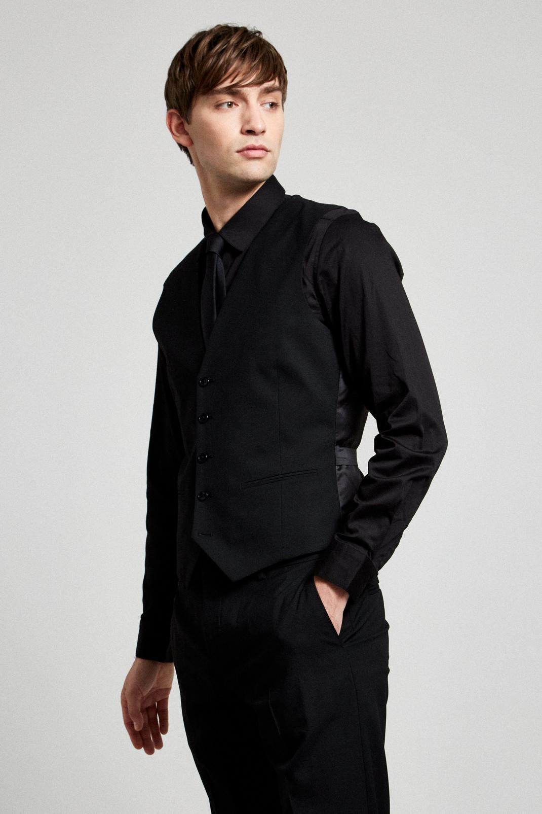105 Tailored Black Essential Suit Waistcoat image number 1