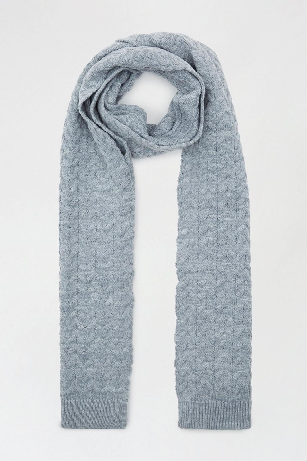 Light grey Cable Knitted Scarf image number 1