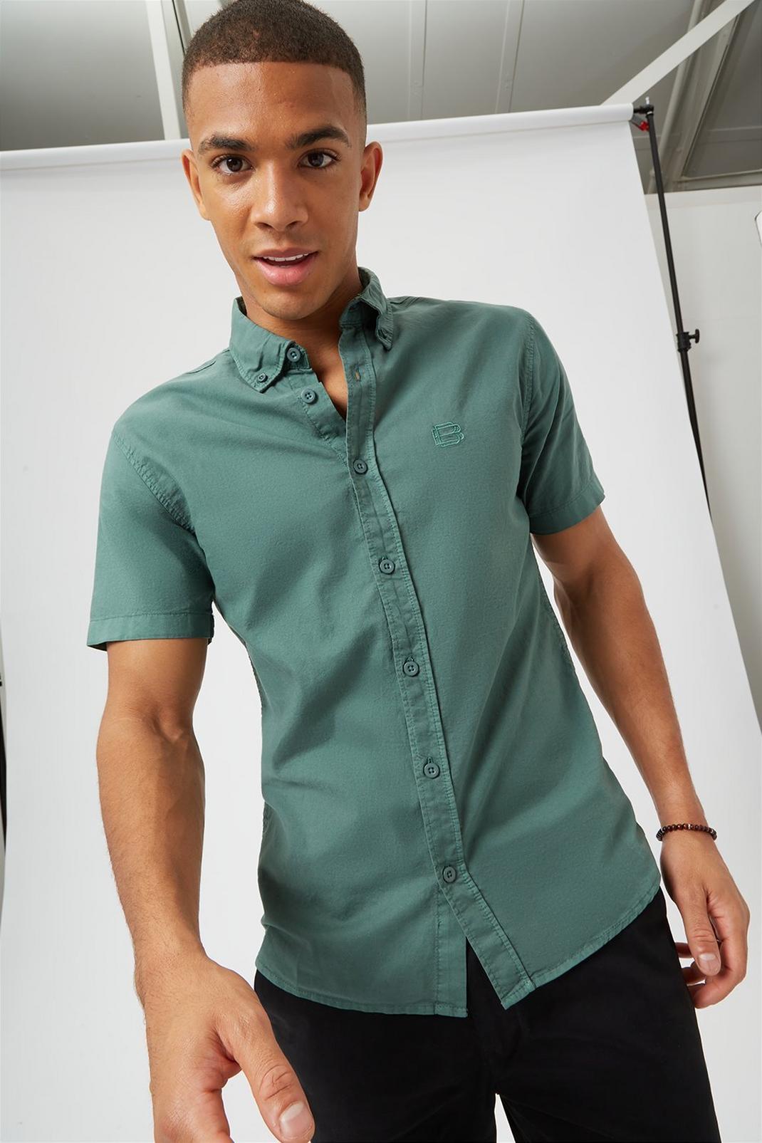 168 Short Sleeve Skinny Fit Garment Dyed Oxford image number 1