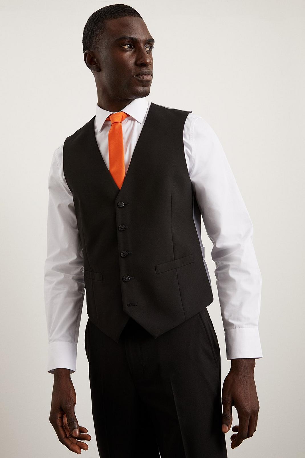 Slim Fit Black Essential Suit Waistcoat image number 1