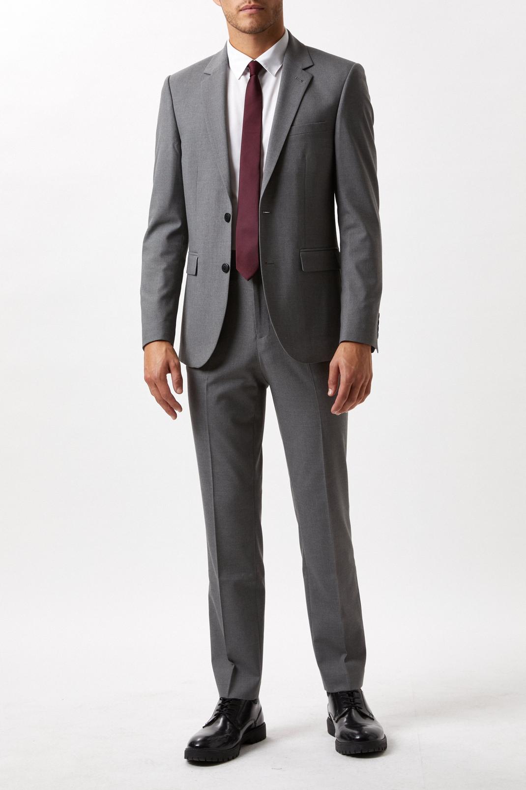 Skinny Light Grey Essential Two-Piece Suit image number 1