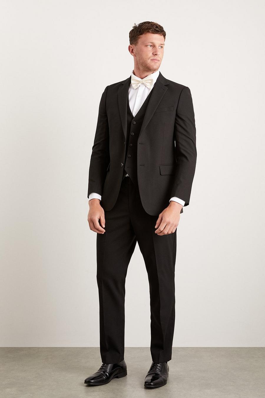 Tailored Fit Black Essential Three-Piece Suit