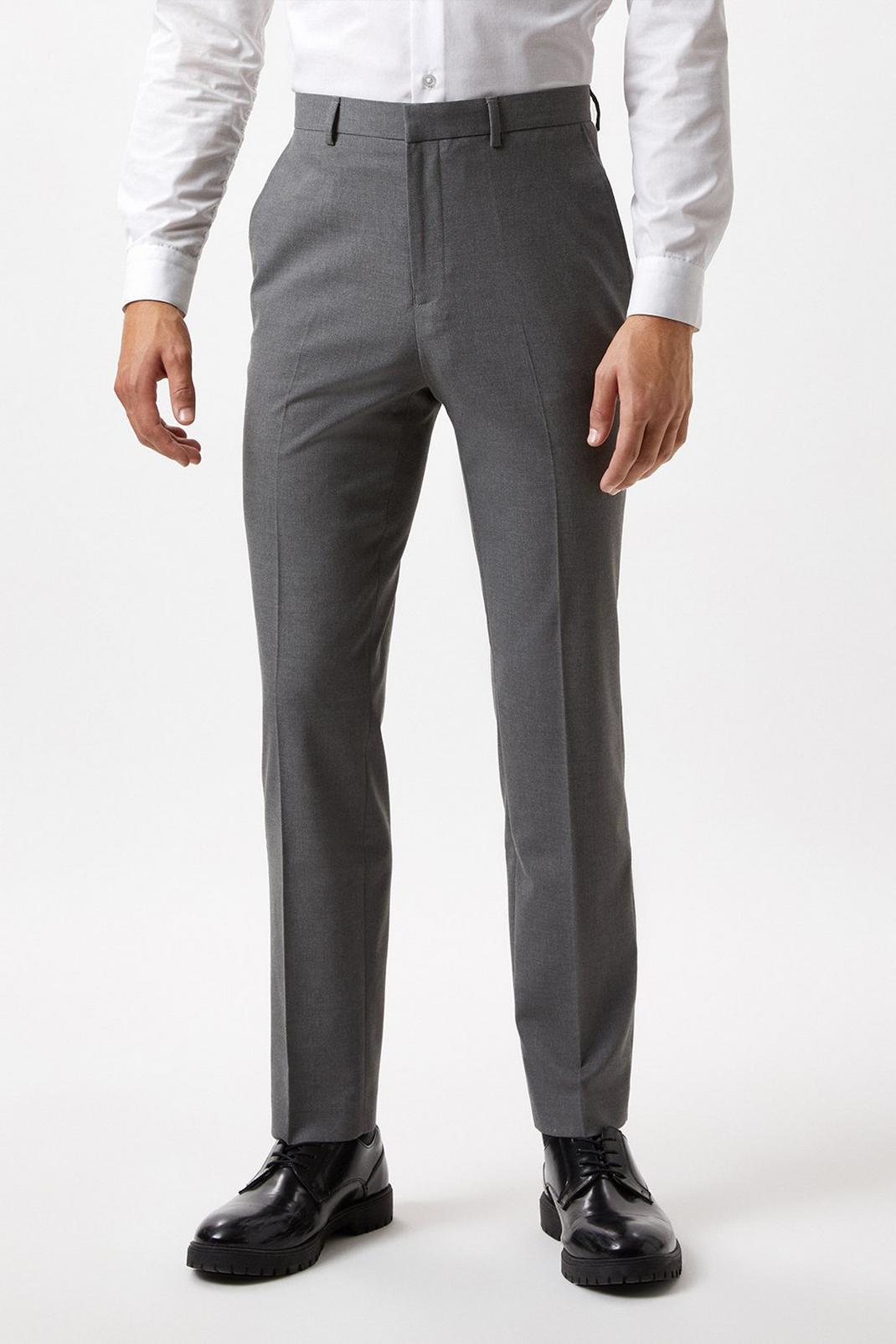 Skinny Fit Light Grey Essential Suit Trousers image number 1