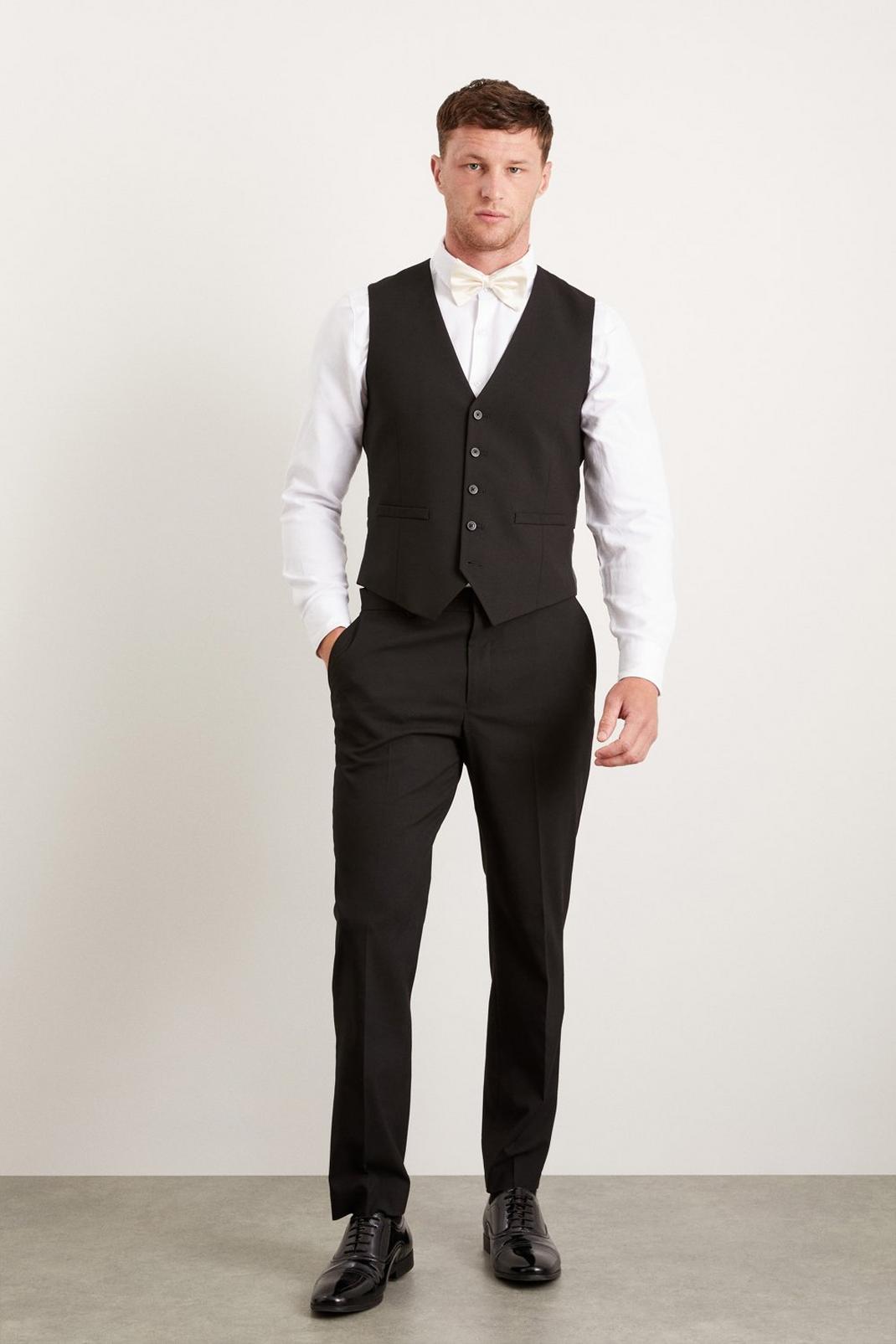 Slim Fit Black Essential Waistcoat image number 1