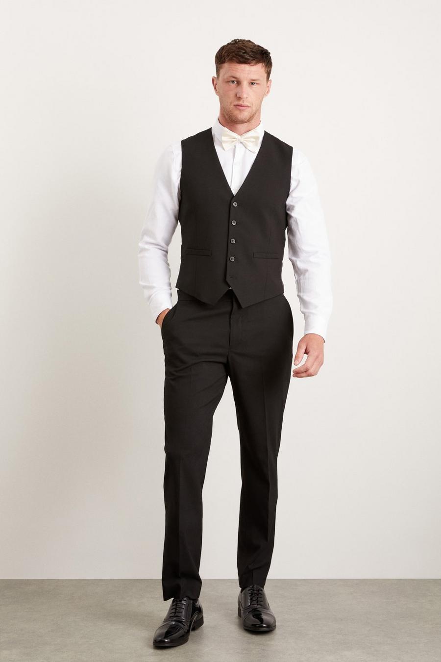Slim Fit Black Essential Three-Piece Suit