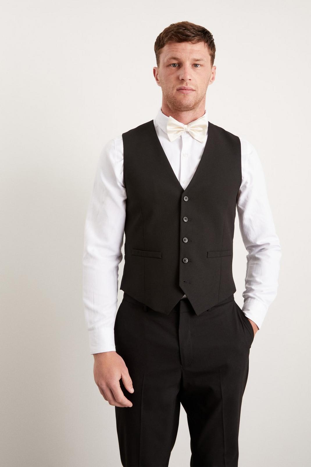 105 Slim Fit Black Essential Waistcoat image number 2