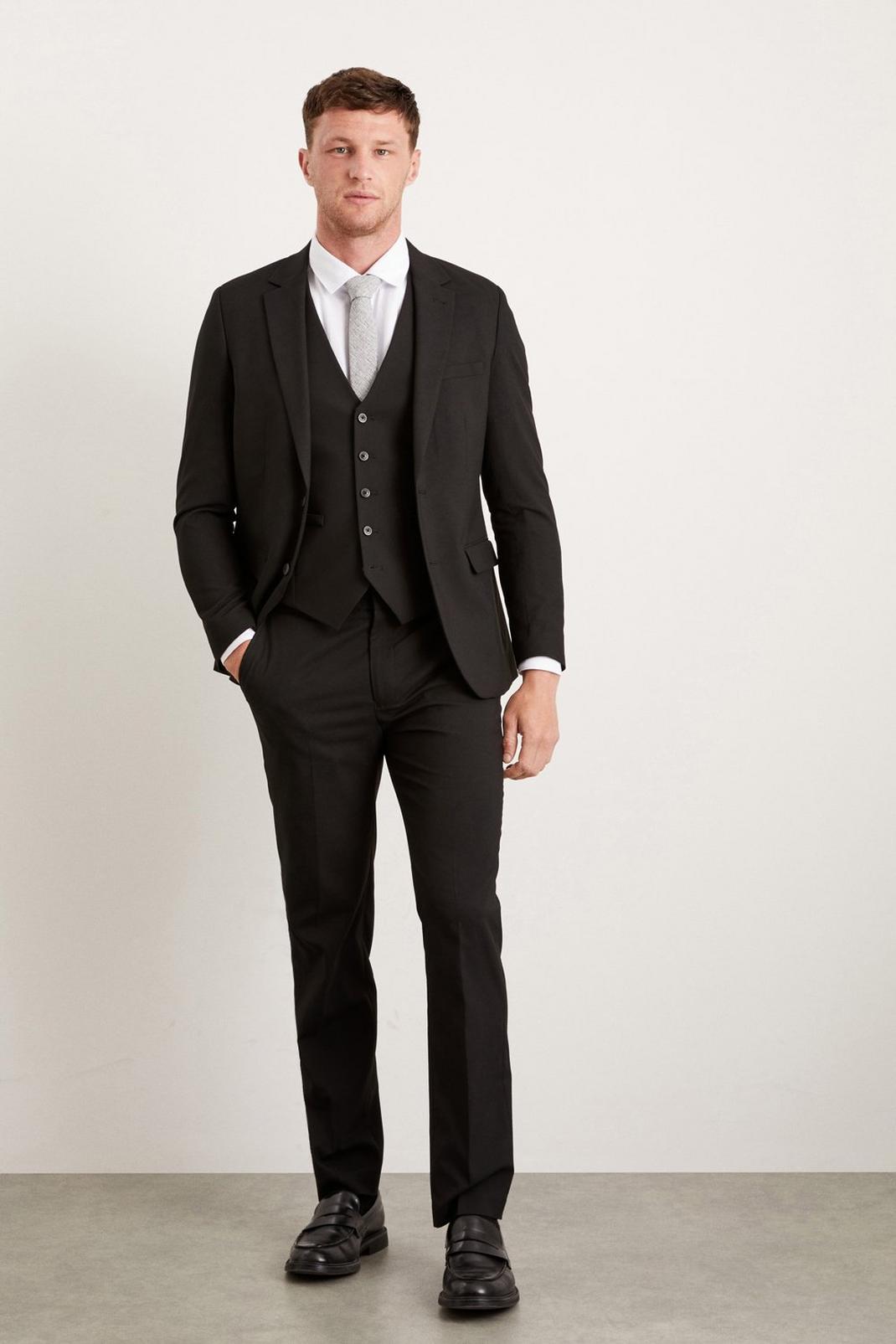 Slim Fit Black Essential Suit Trousers image number 1