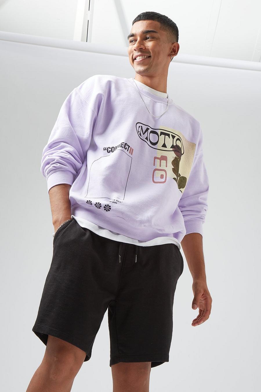 Lilac Oversized Motion Graphic Sweatshirt