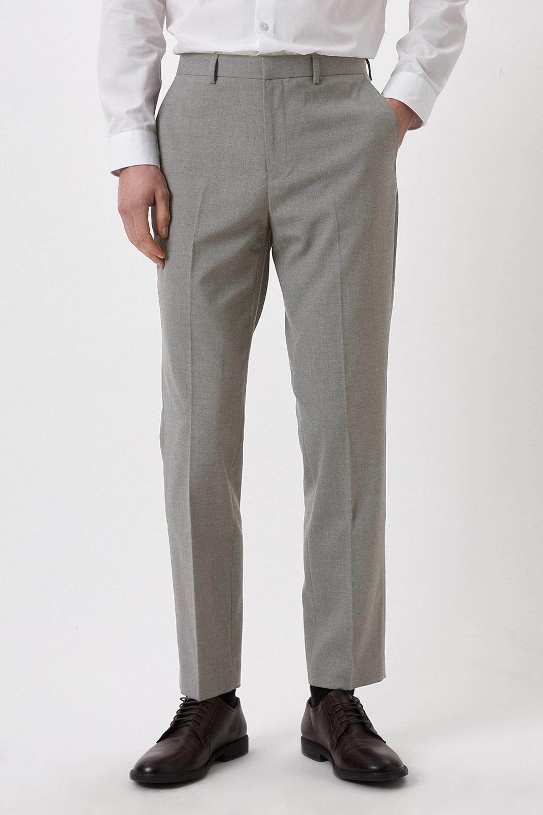 Slim Fit Light Grey Essential Suit Trousers image number 1