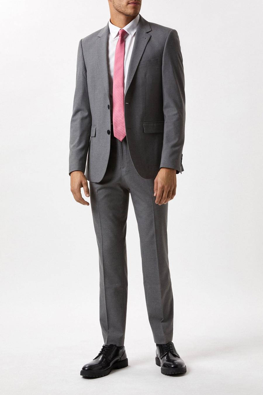 Slim Fit Light Grey Essential Three-Piece Suit