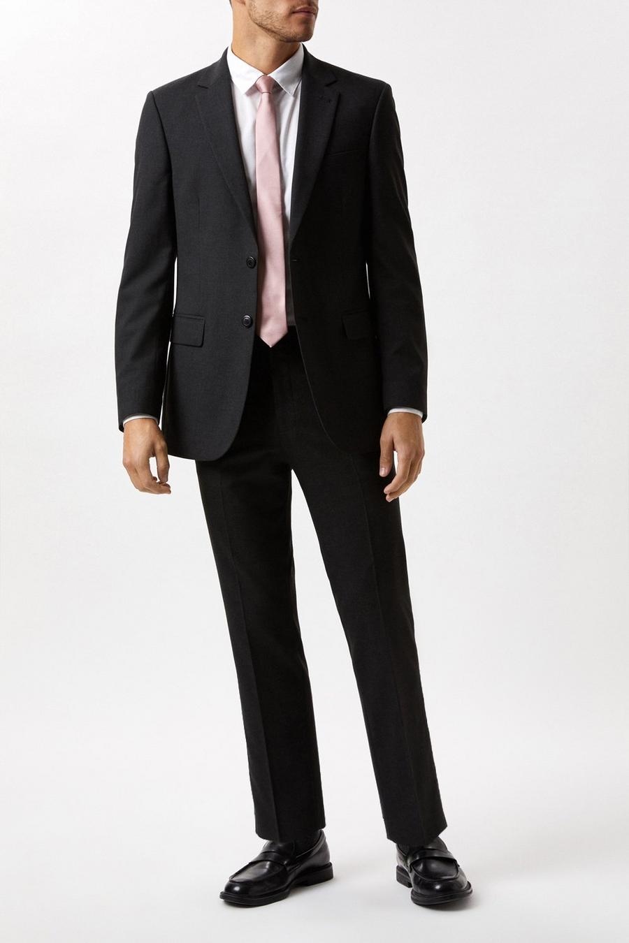 Slim Fit Charcoal Essential Three-Piece Suit