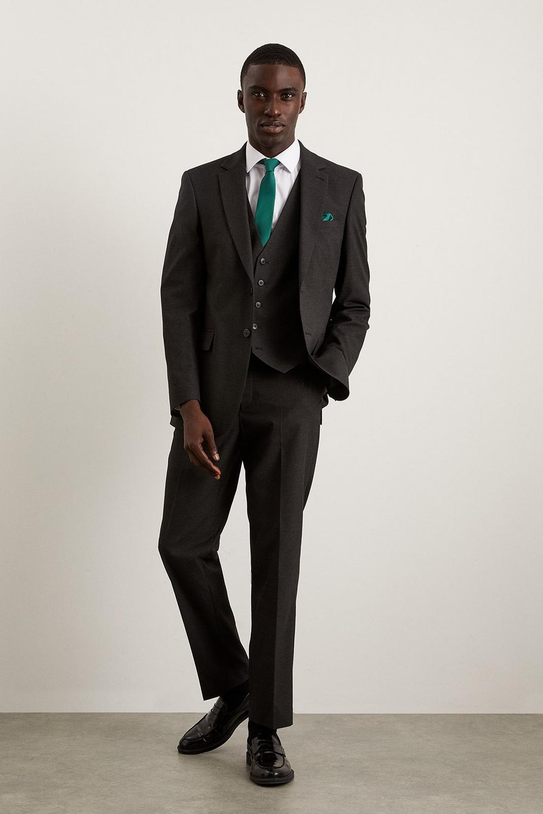 Tailored Fit Charcoal Essential Suit Jacket image number 1