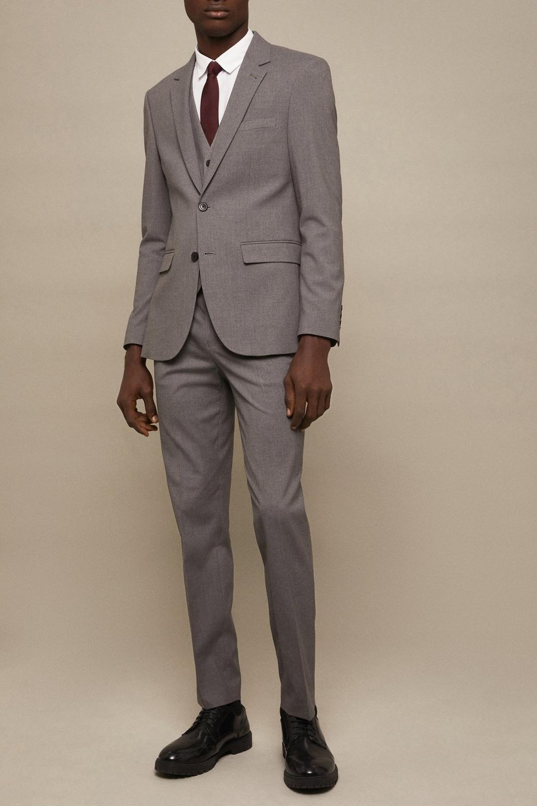 Tailored Fit Light Grey Essential Suit Jacket image number 1