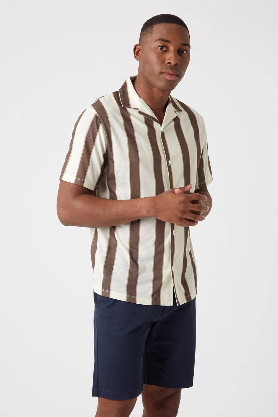 Tan Wide Stripe Shirt