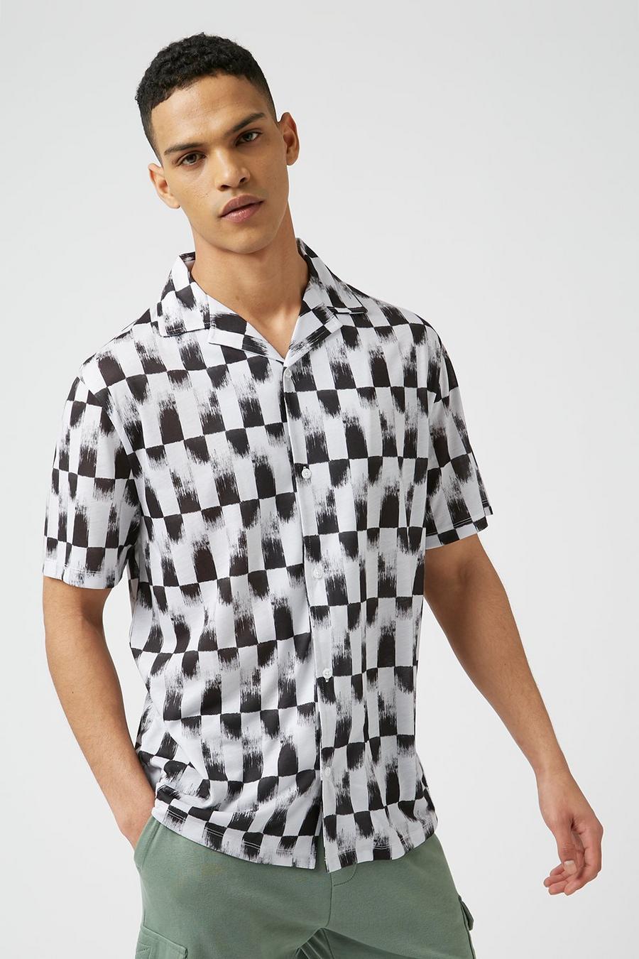 Abstract Checkered Print Shirt