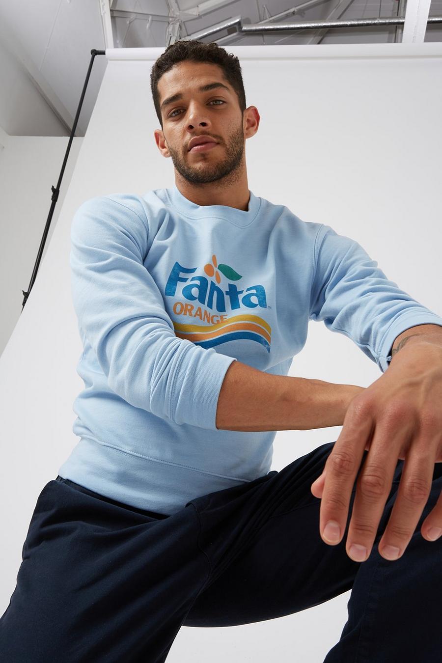 Light Blue Fanta Logo Print Sweatshirt