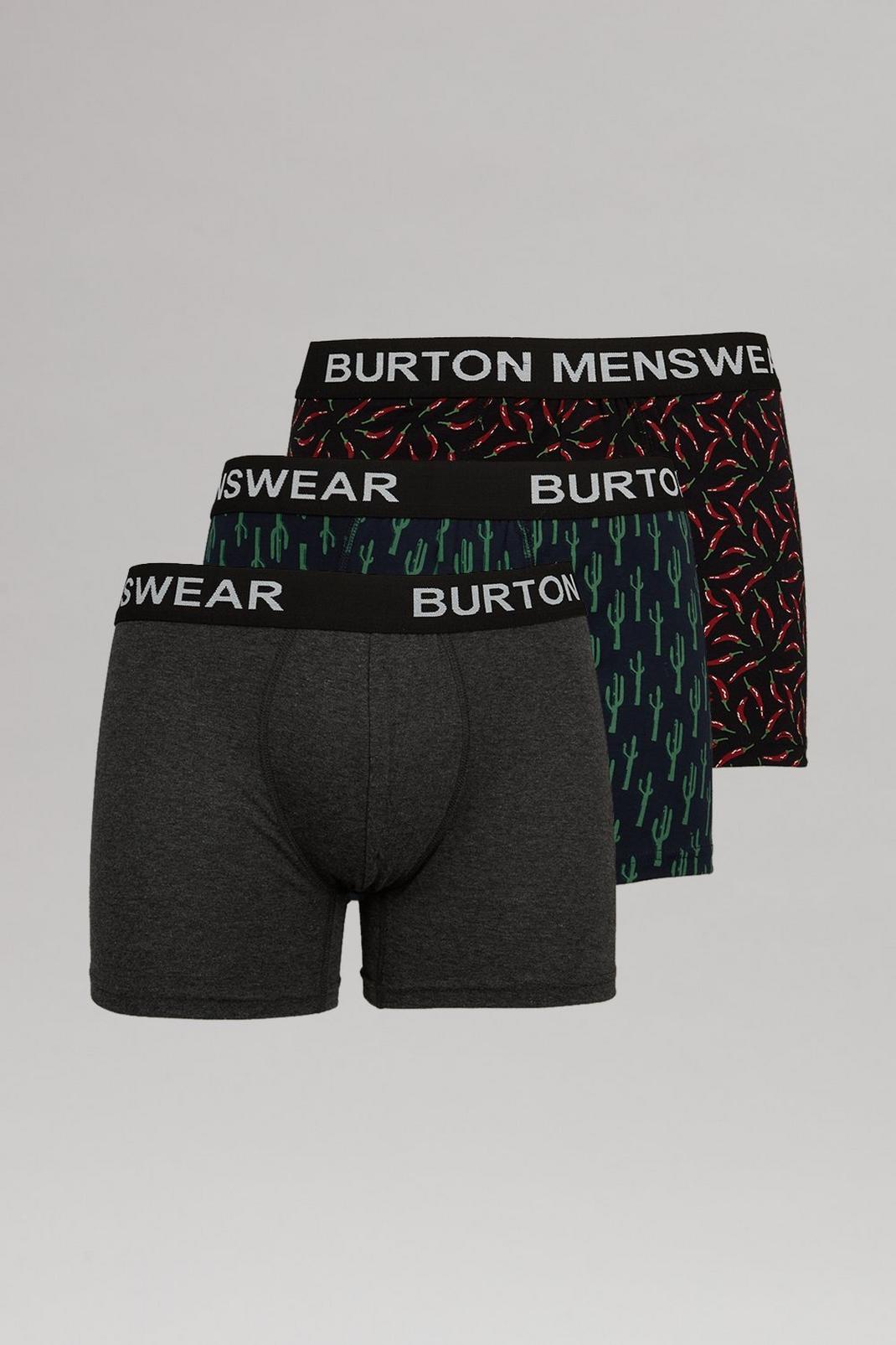 3 Pack Black Cactus And Chilli Hipster Trunks image number 1