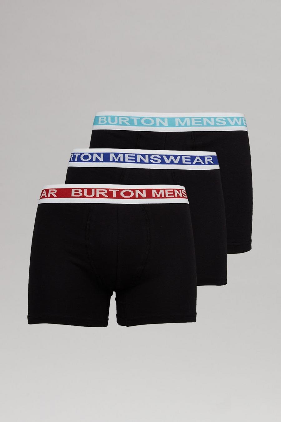 3 Pack Black Trunks With Stripe Waistband