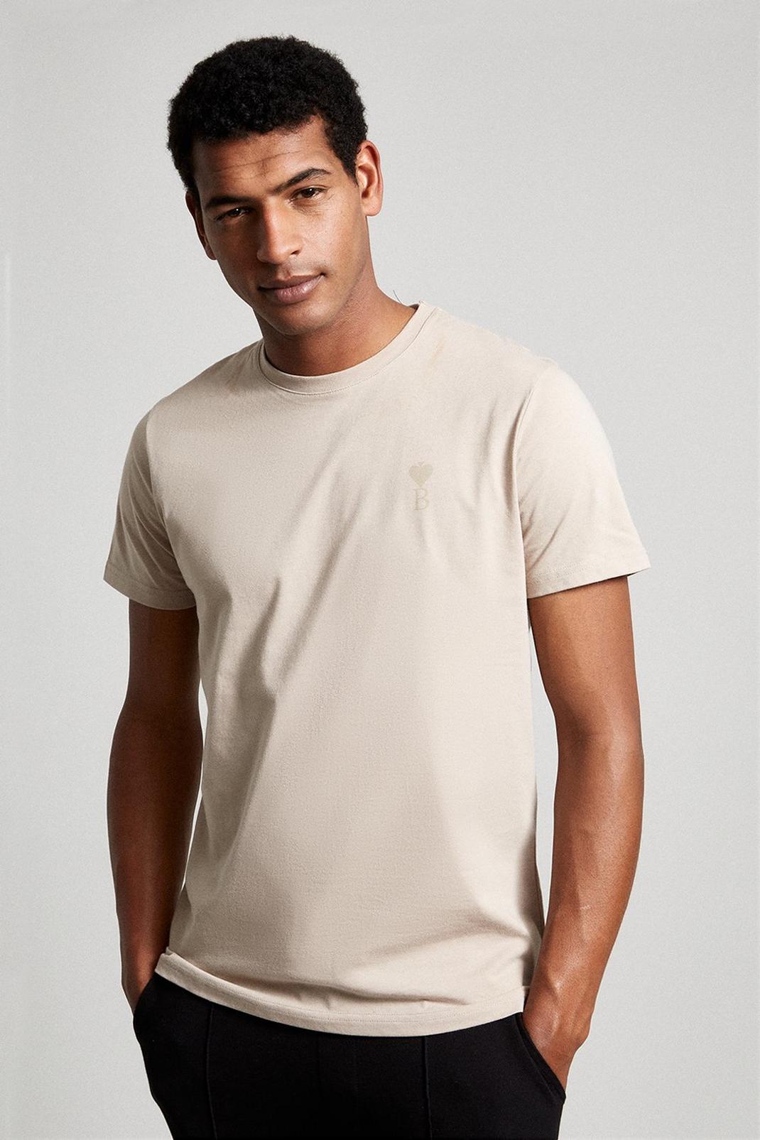 103 Beige Left Chest Graphic T-shirt image number 1
